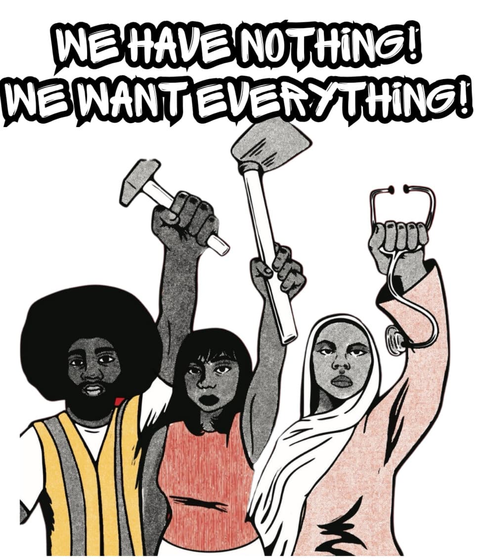 We have nothing! We want everything! — Tennessee workers raising tools in solidarity.